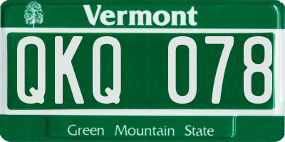 VT license plate QKQ078