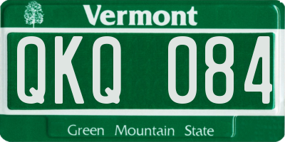 VT license plate QKQ084