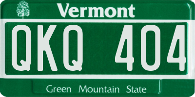 VT license plate QKQ404