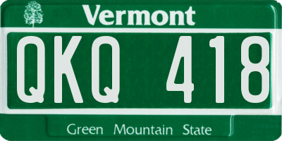 VT license plate QKQ418