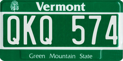 VT license plate QKQ574
