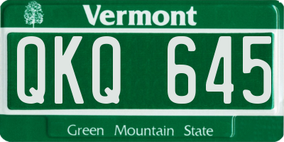 VT license plate QKQ645