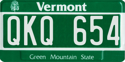 VT license plate QKQ654