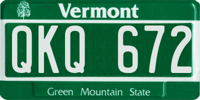 VT license plate QKQ672