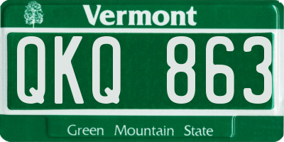 VT license plate QKQ863