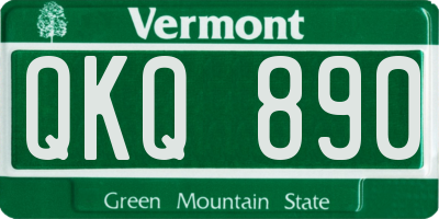 VT license plate QKQ890