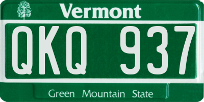 VT license plate QKQ937