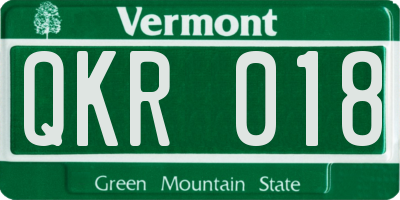 VT license plate QKR018