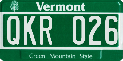 VT license plate QKR026