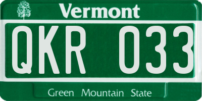 VT license plate QKR033