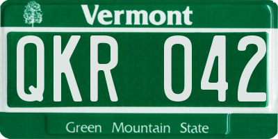 VT license plate QKR042