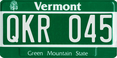 VT license plate QKR045
