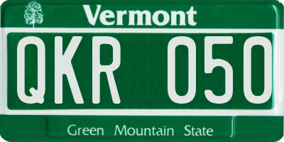 VT license plate QKR050