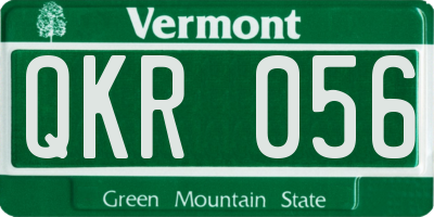 VT license plate QKR056