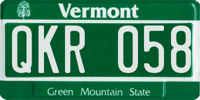 VT license plate QKR058
