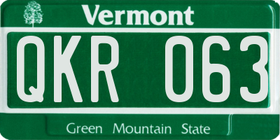 VT license plate QKR063