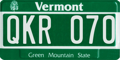 VT license plate QKR070