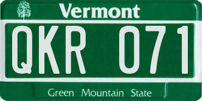 VT license plate QKR071