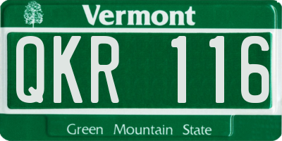 VT license plate QKR116
