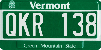 VT license plate QKR138