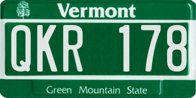 VT license plate QKR178