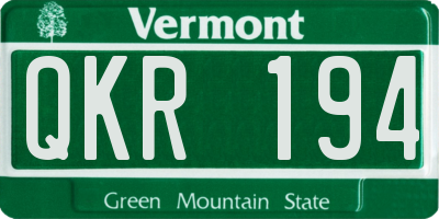 VT license plate QKR194