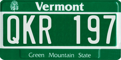 VT license plate QKR197