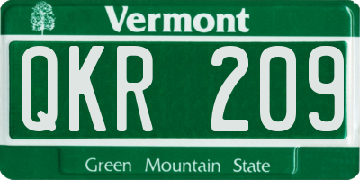 VT license plate QKR209