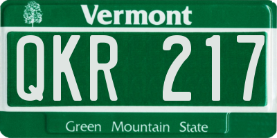 VT license plate QKR217