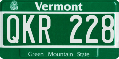 VT license plate QKR228