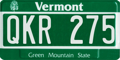 VT license plate QKR275