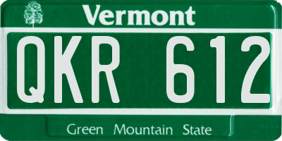 VT license plate QKR612