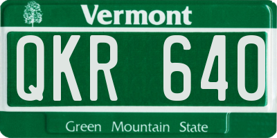 VT license plate QKR640