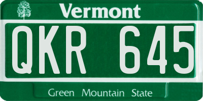 VT license plate QKR645