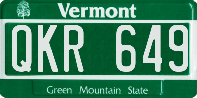 VT license plate QKR649