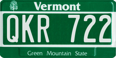 VT license plate QKR722
