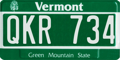 VT license plate QKR734