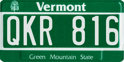 VT license plate QKR816