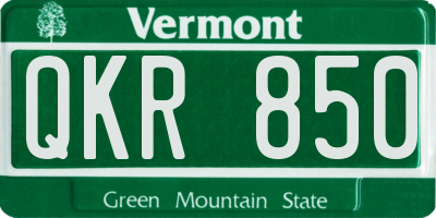 VT license plate QKR850