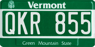 VT license plate QKR855