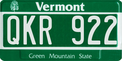 VT license plate QKR922
