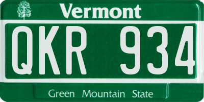 VT license plate QKR934