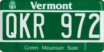 VT license plate QKR972