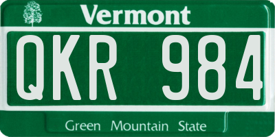 VT license plate QKR984