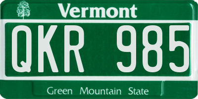 VT license plate QKR985