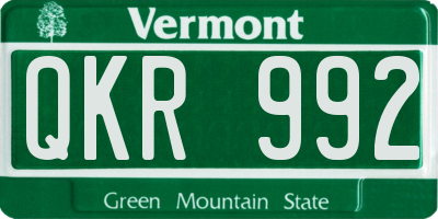VT license plate QKR992