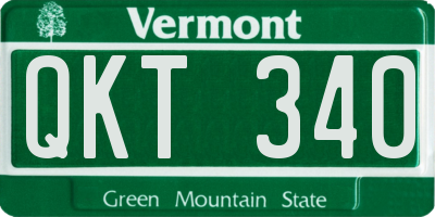 VT license plate QKT340