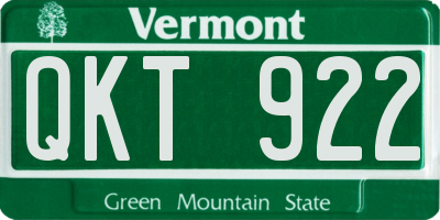 VT license plate QKT922