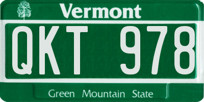 VT license plate QKT978