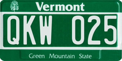 VT license plate QKW025
